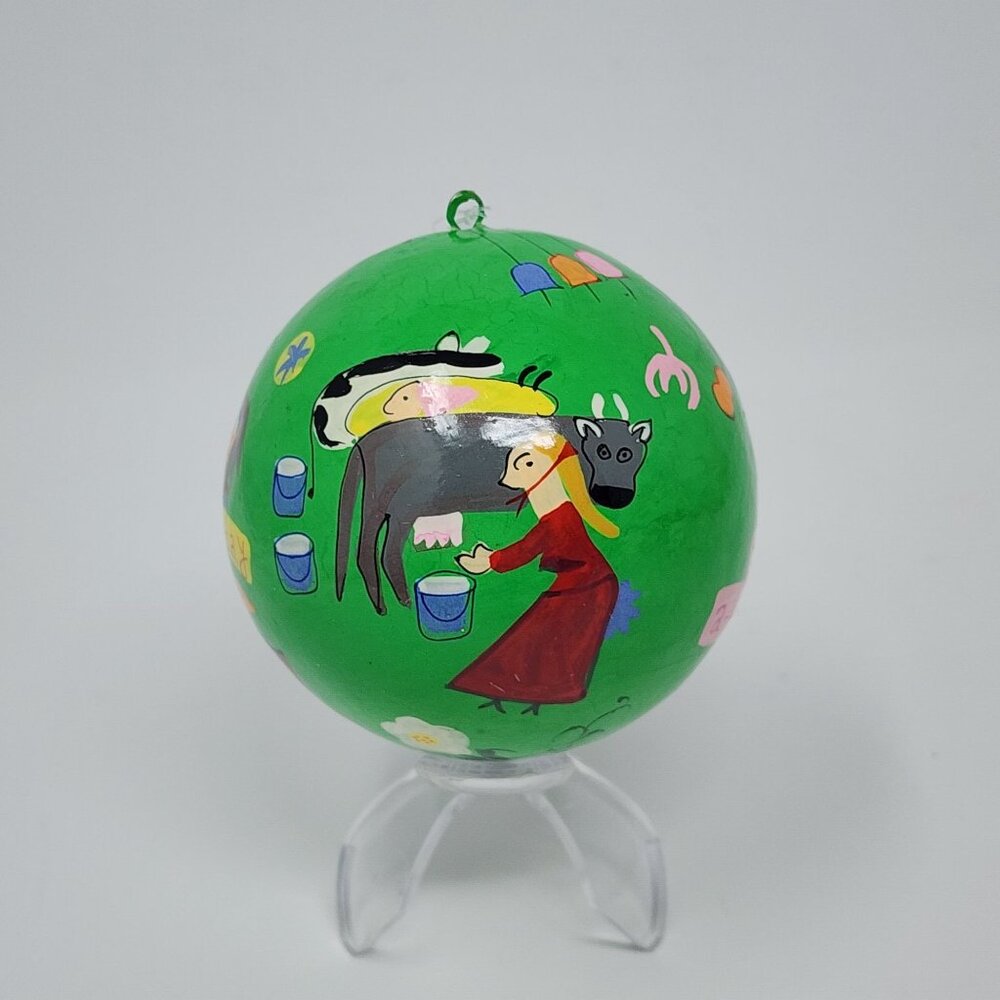 Crate & Barrel Twelve Days Of Christmas Ornament Day 8 Maids a Milking VTg 3" - Picture 4 of 6